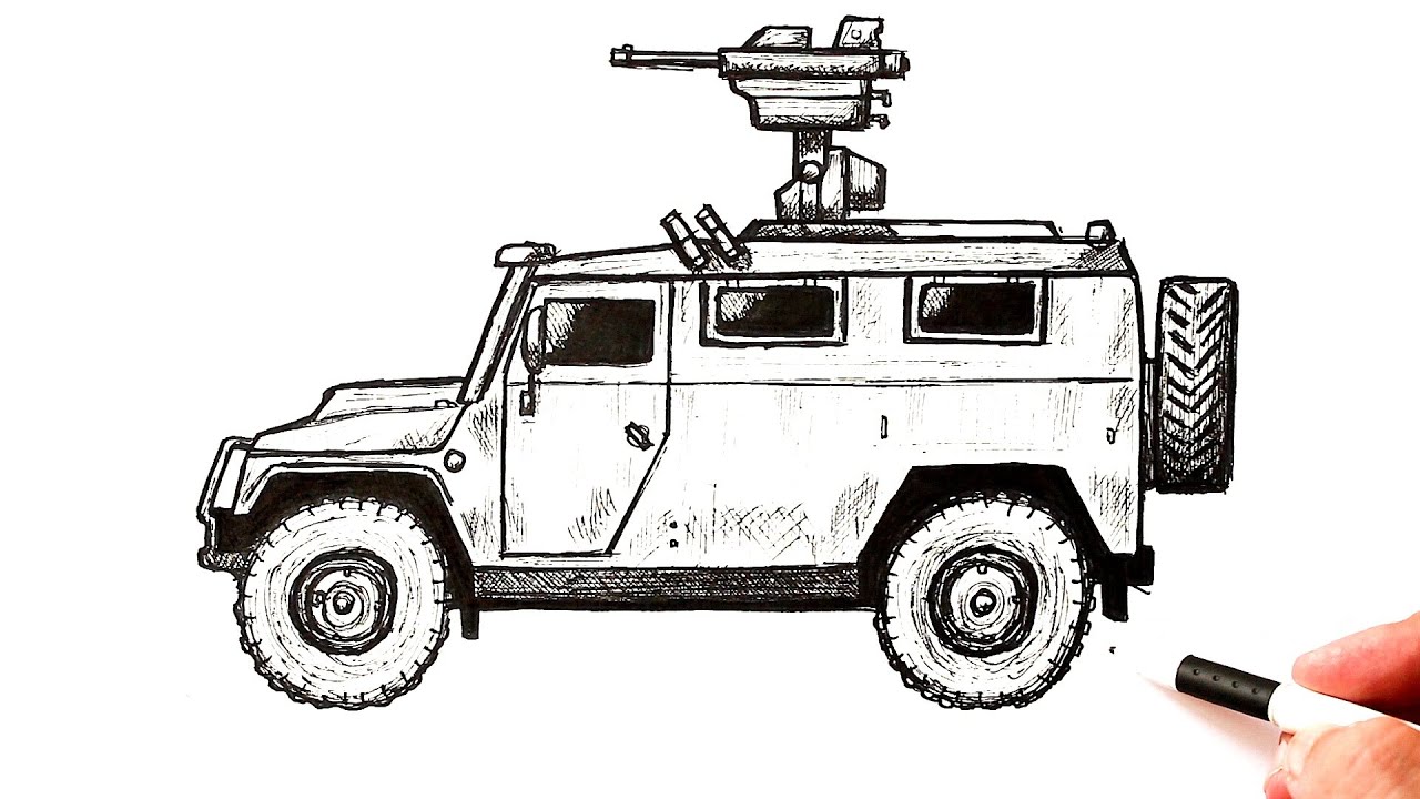 Как нарисовать военную машину