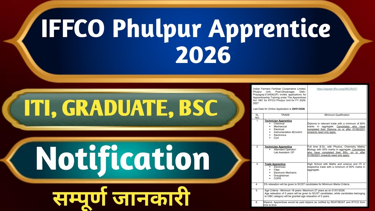IFFCO Phulpur Apprentice vaccancy 2026।