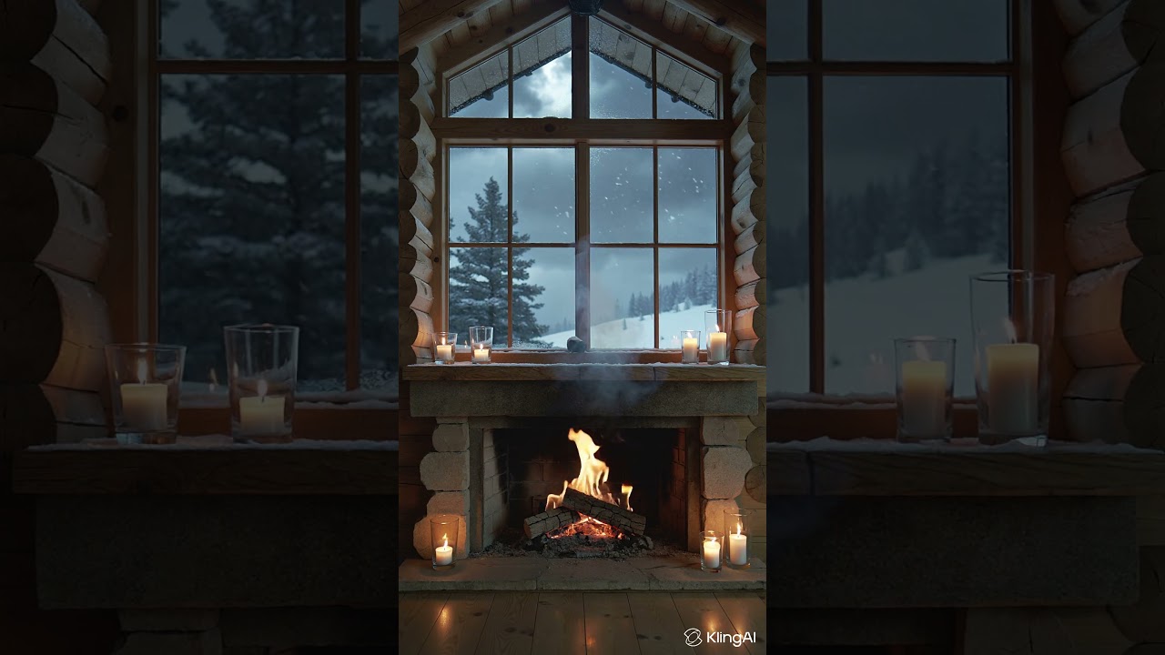 Cozy Cabin During Snow Storm ❄️🔥 Would You Stay Here?