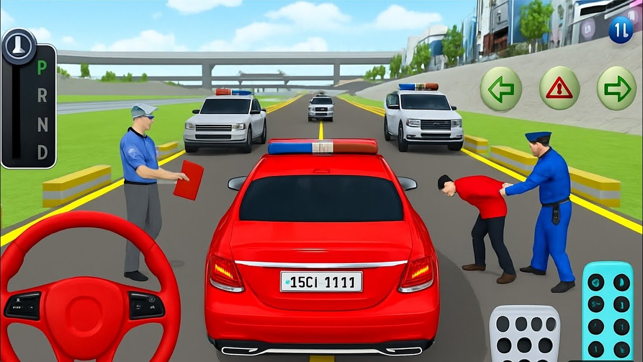 Real Police Car Game 🚔 | Red Car Driving Simulator | Arrest Mission Gameplay