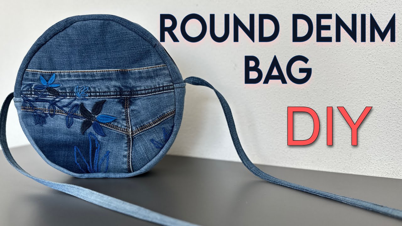 DIY Round Denim Bag from old jeans | Tutorial | Upcycle ideas