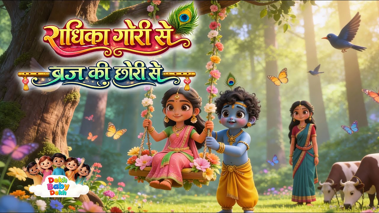 राधिका गोरी से | Krishna Bhajan for Kids | Krishna Baal Leela | 3D Animation Song | Dekh Baby Dekh |