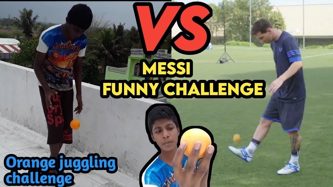 Messi  orange juggling challenge (Funny challenge)