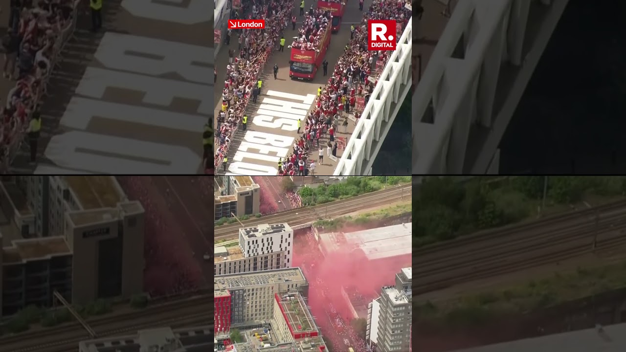 Fans Paint London Streets Red With Flares to Celebrate Arsenal's Premier League Victory