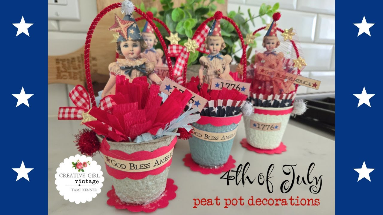 4th of July!! Let's make a PATRIOTIC peat pot decoration Project #2  #holidaycrafting