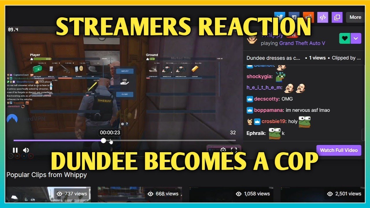 Streamers Reaction on Dundee Pulling Off 10,000 IQ Plan To Dress As Cop and Snag The 500K Vault Loot