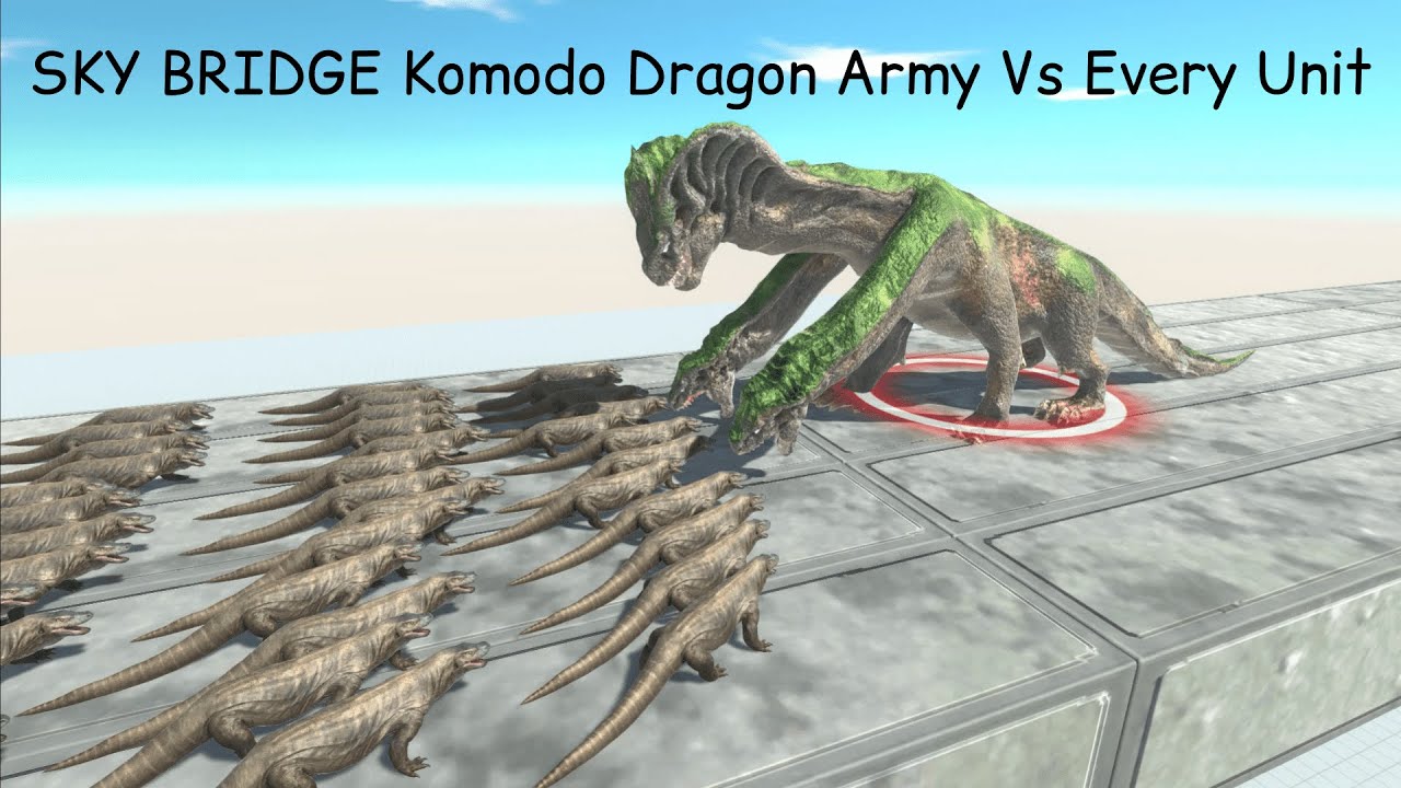 SKY BRIDGE Komodo Dragon Army Vs Every Unit ARBS |Animal Revolt Battle Simulator