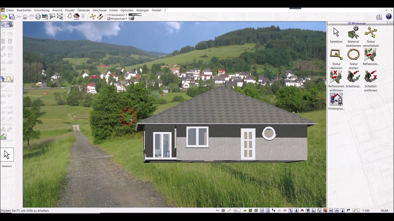 Hintergrundbild im 3D Modus einf&uuml;gen mit dem Plan7Architek
