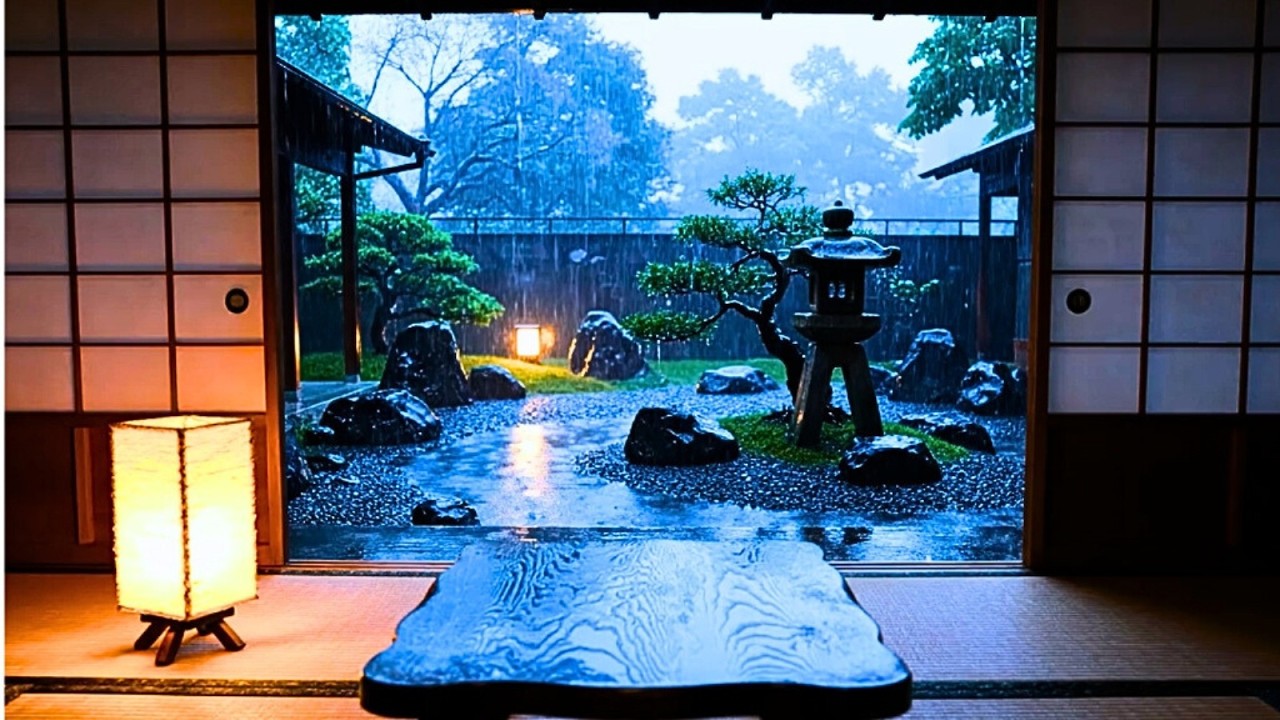 Japanese Zen Garden Rain ⛩️ Sleep & Meditation Ambience Instant Stress Relief