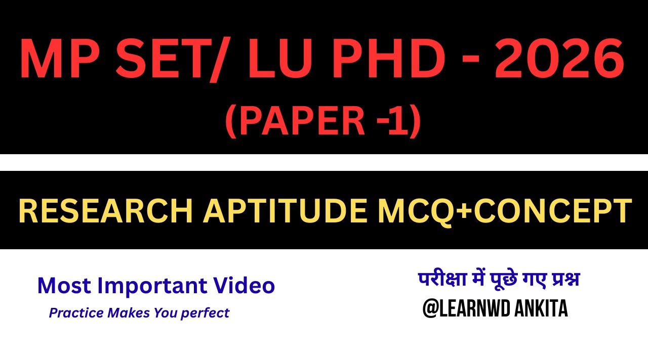 MP SET | RESEARCH APTITUDE | LU PHD / UGCNET/JRF MOST IMPORTANT MCQ