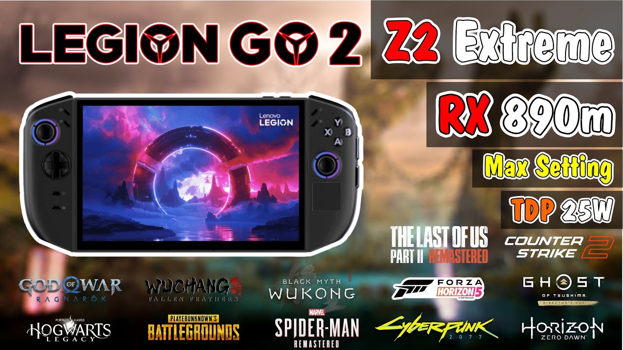 Legion Go 2 (Z2 Extreme + RX 890m): 12 Game Test at 1080p, Max 25W TDP - Real-World Power!