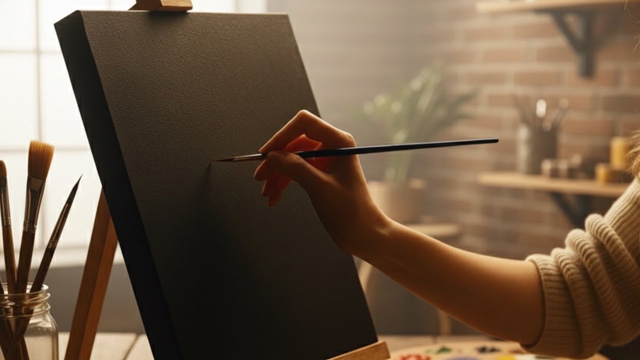 Всего 10 минут до потрясающего заката! 🎨✨Акриловая живопись для начинающих
