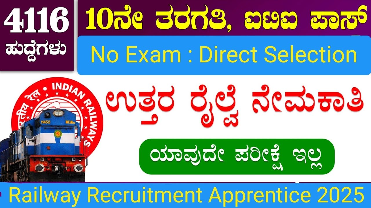 RRC Northern Railway Act Apprentice Recruitment 2025 Kannada |  RRC NR Form Fill Up 2025 Kannada 