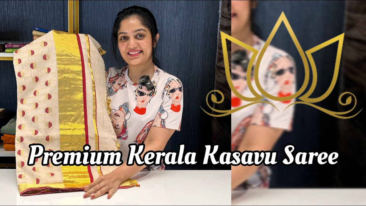 Premium Kerala Handloom Kasavu Saree with temple Border #kasavusaree #handloom