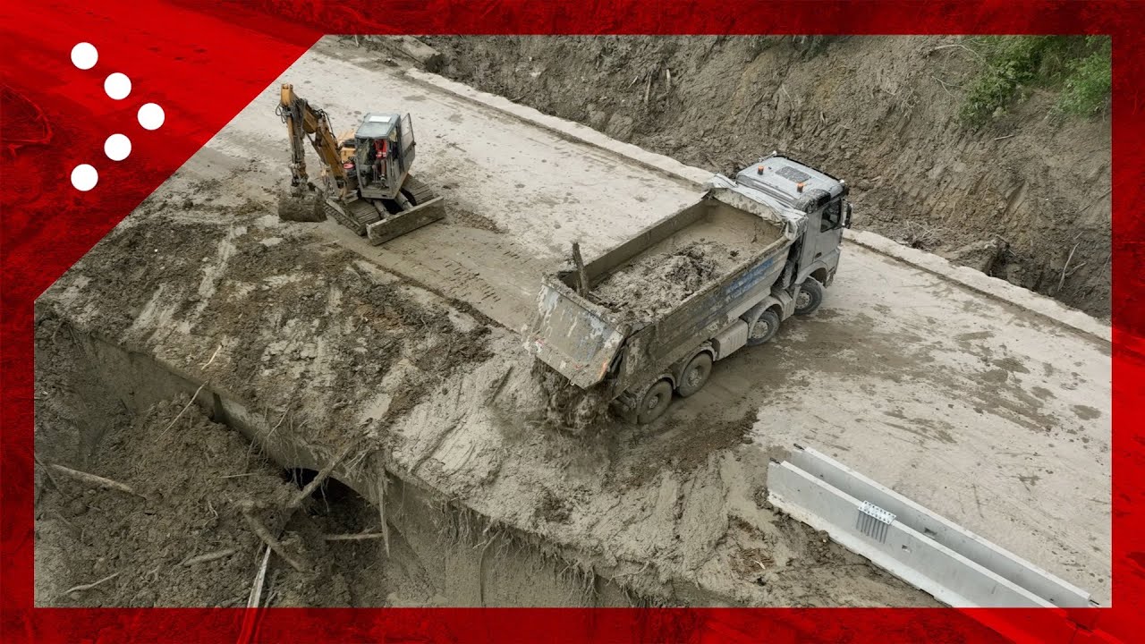 Alluvione, lavori per ripristino viabilità su SS67  tra Casone e Rocca S. Casciano (Fc) dopo frana