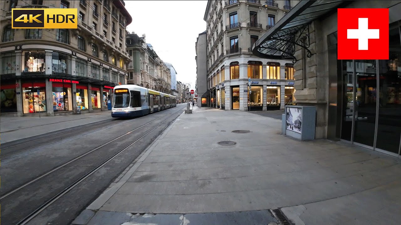 Geneva, Switzerland🇨🇭 Downtown walk, luxury streets of Geneva 2023 - 4K HDR 60fps