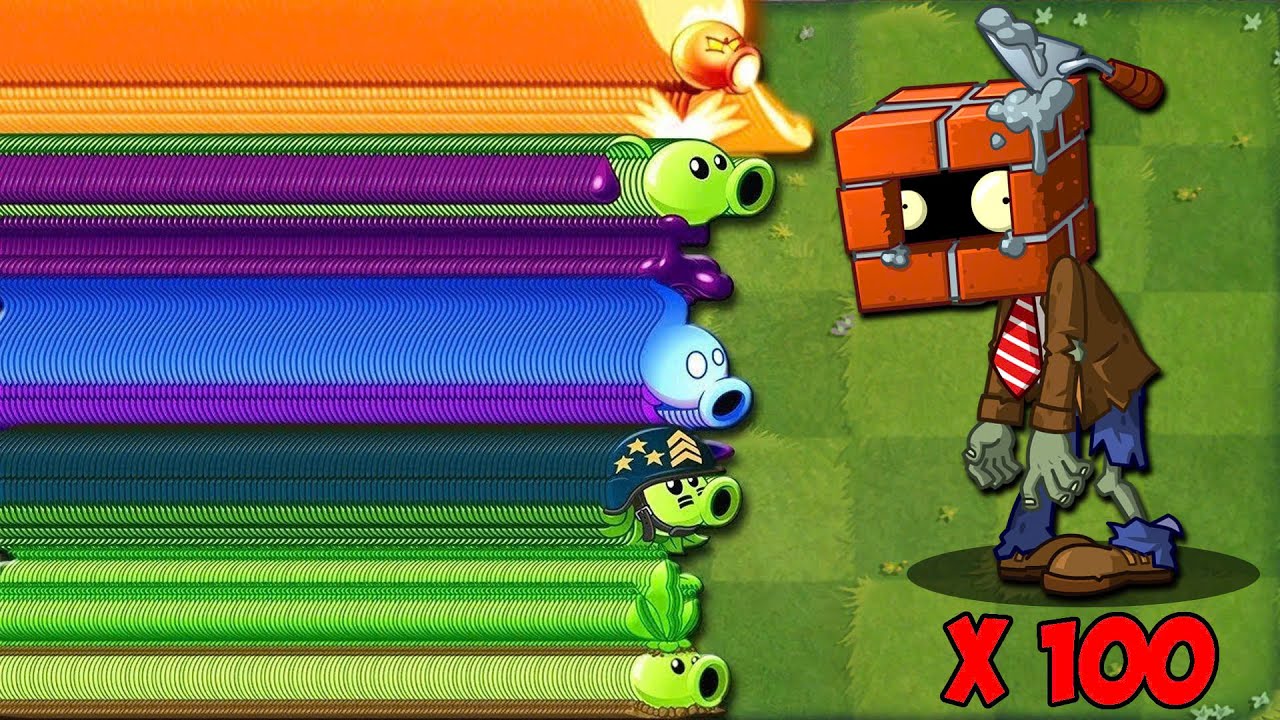 100 Plants Max Level vs 100 Brickhead Zombie - Who Will WIn? - PVz 2 Challenge