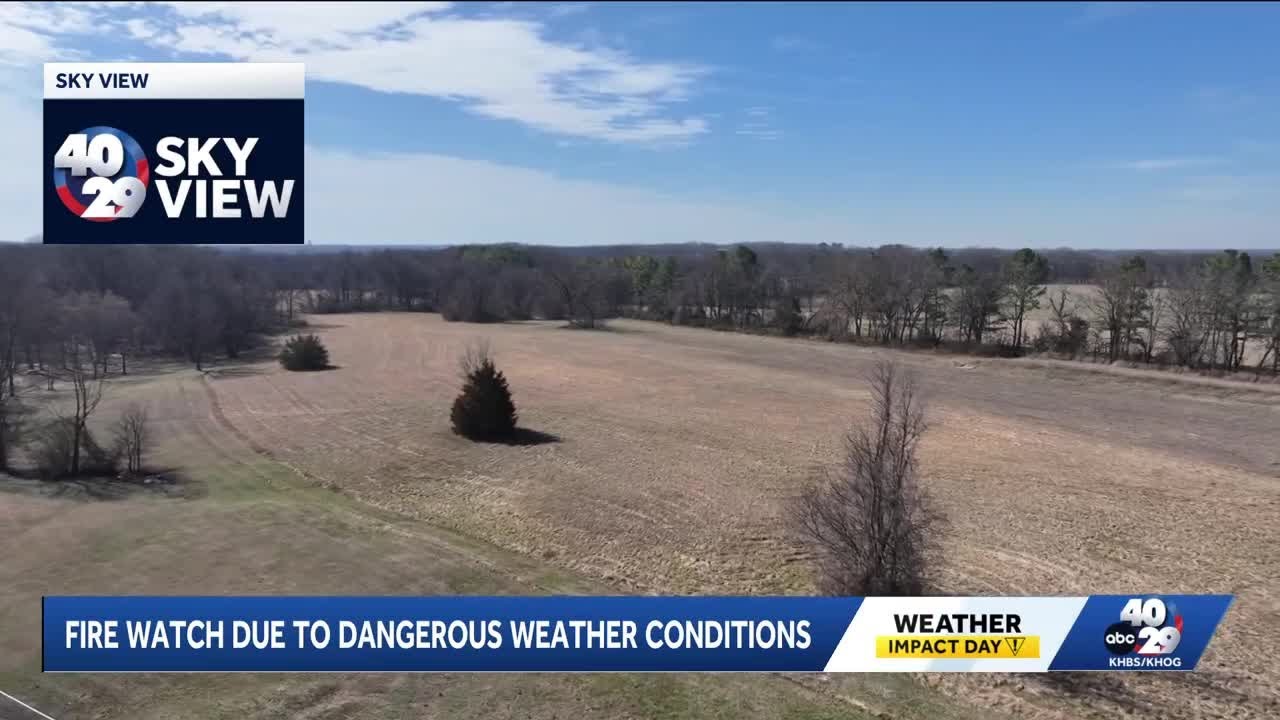 Northwest Arkansas, parts of the River Valley under a red flag warning