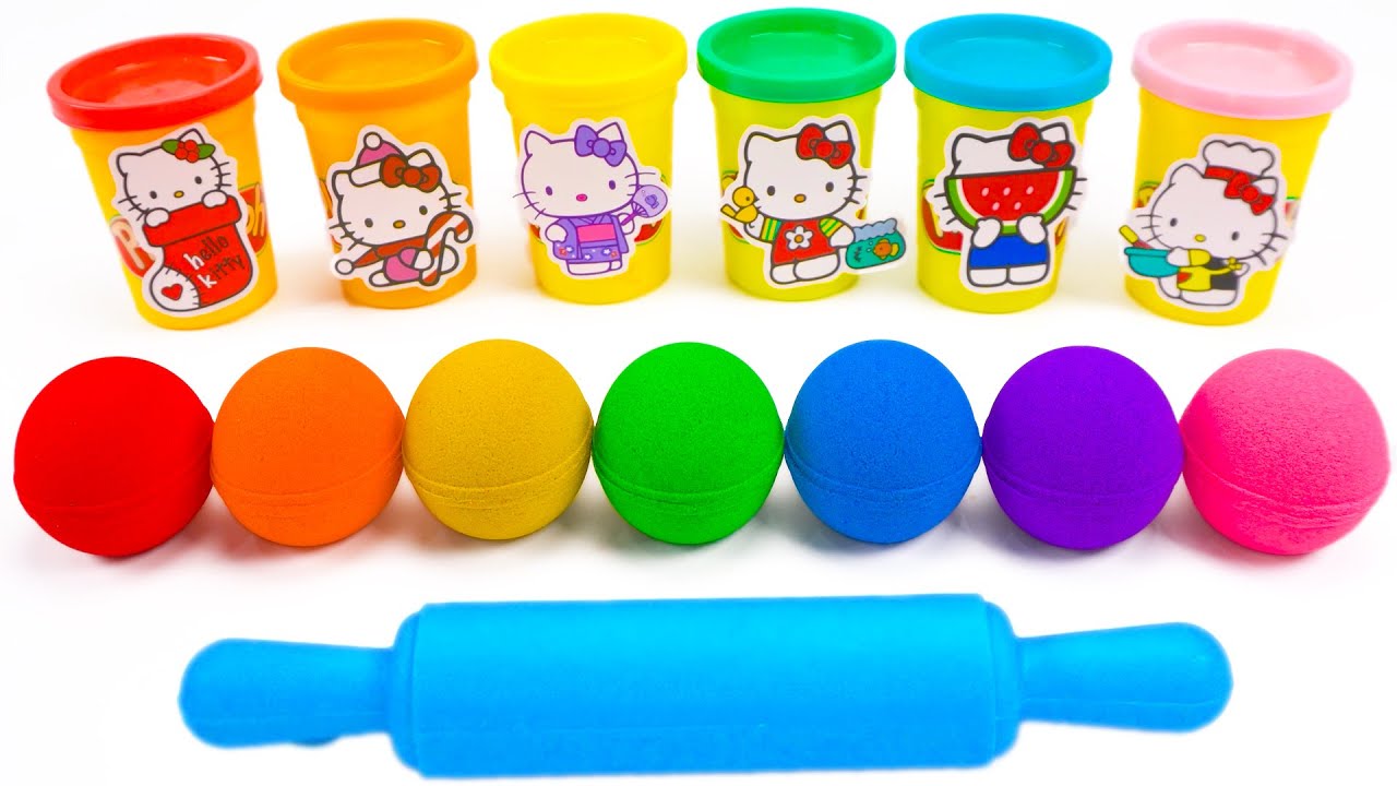 How to Make Kinetic Sand Cookies 🍪 Hello Kitty PlayDoh Colors ASMR 🌈 Kinetic Sand ASMR
