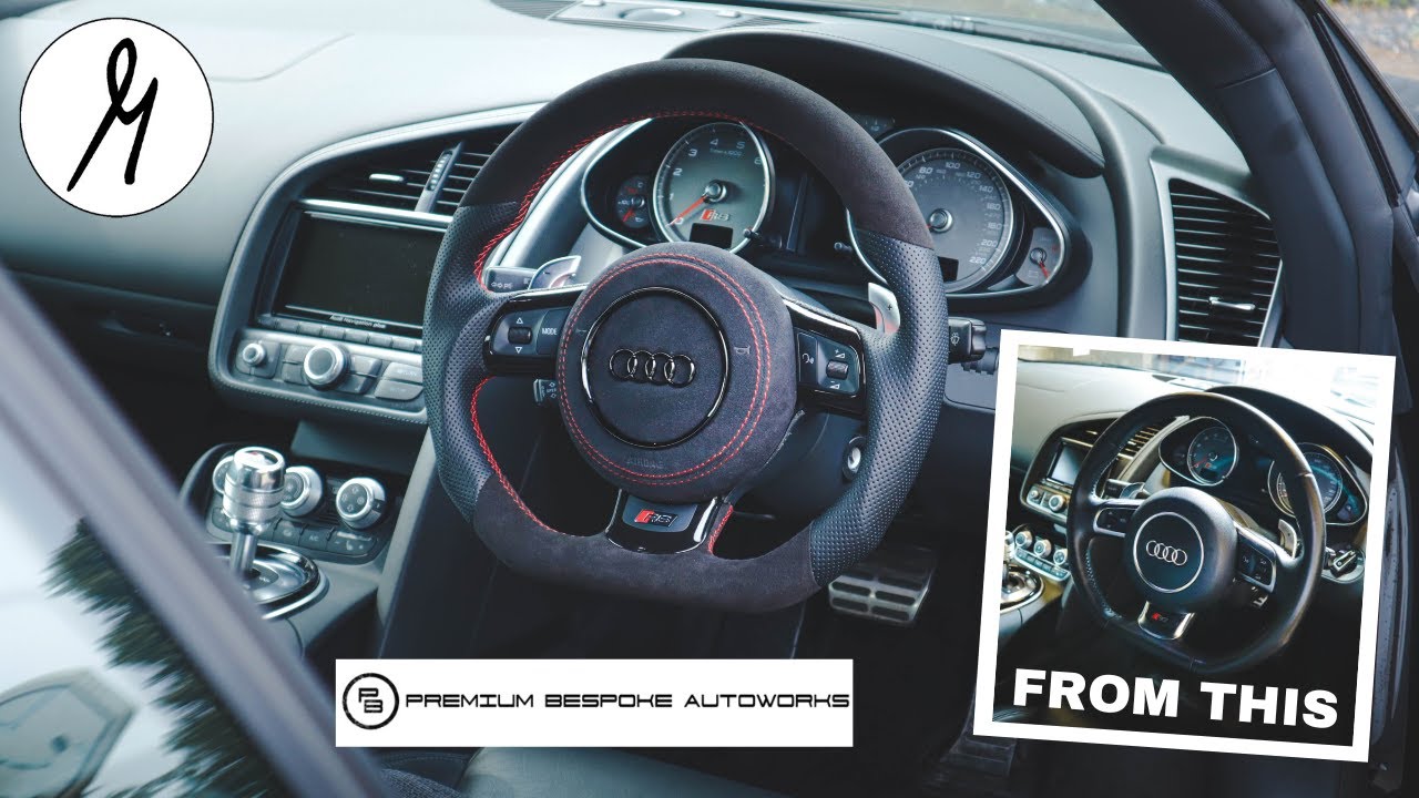 Audi R8 - Steering Wheel Upgrade with Custom Black Alcantara Airbag Cover and Textured Grips