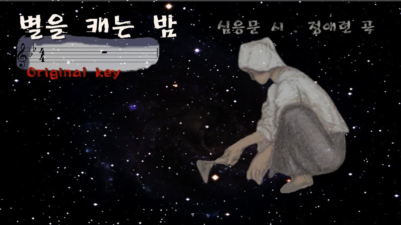 별을 캐는 밤 *Orignal (심응문  시. 정애련 곡. 악보가사MR) ▶ 점 점이 성근 별들을 캐어 불 꺼진 그대의 창 밝혀주고 싶어라 ~