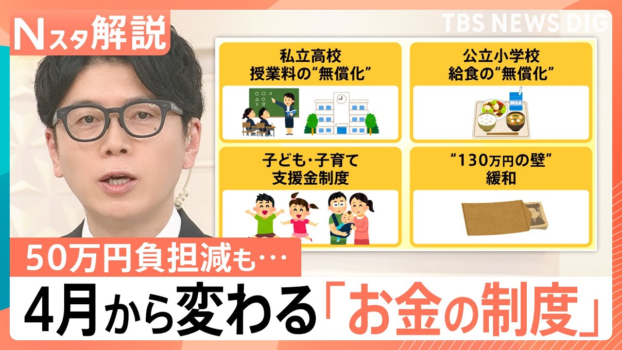 4月から変わる「お金の新制度」&nbsp;教育&ldquo;無償化&rdquo;で50万円負担減も&hellip;子育て支援拡充で独身が損する？【Nスタ解説】｜TBS&nbsp;NEWS&nbsp;DIG