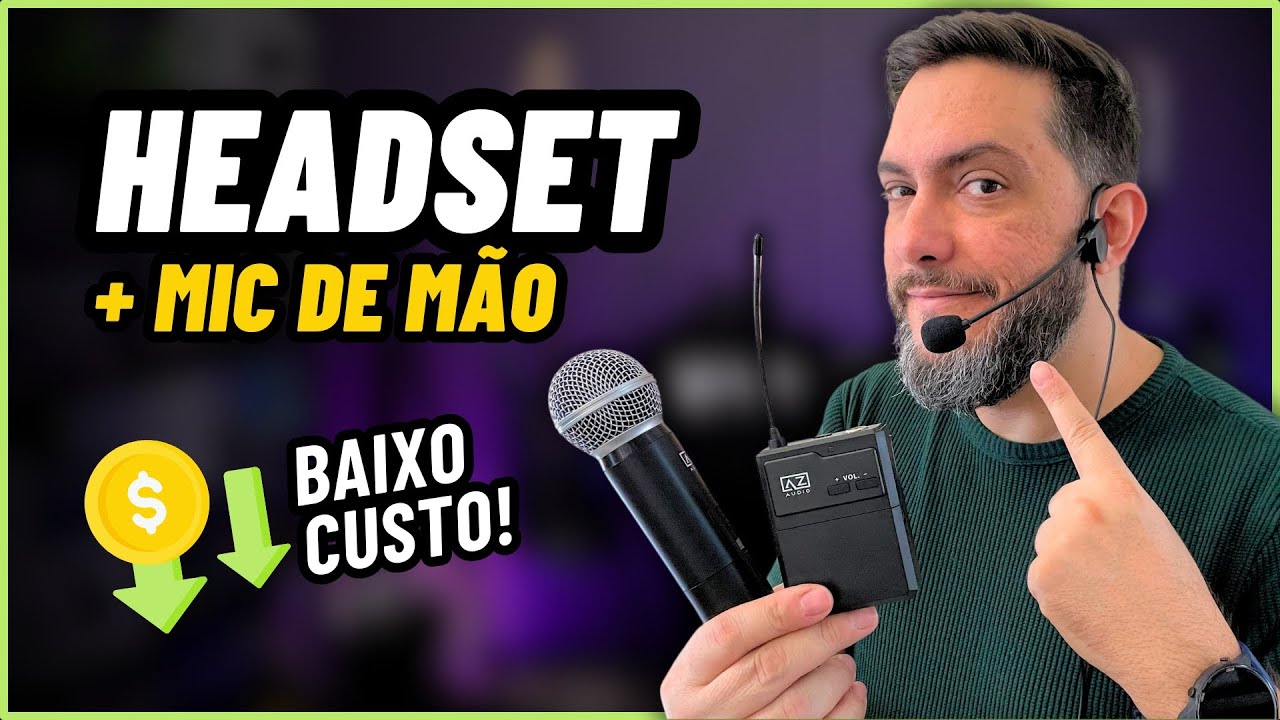 Microfone Headset + Mic de Mão ACESSÍVEL!!! AZ Vocale Flex, Unboxing e Testes