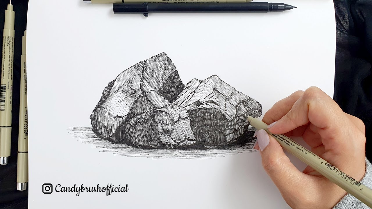 Pen & Ink Drawing#17 | How to Draw Rocks & Boulders