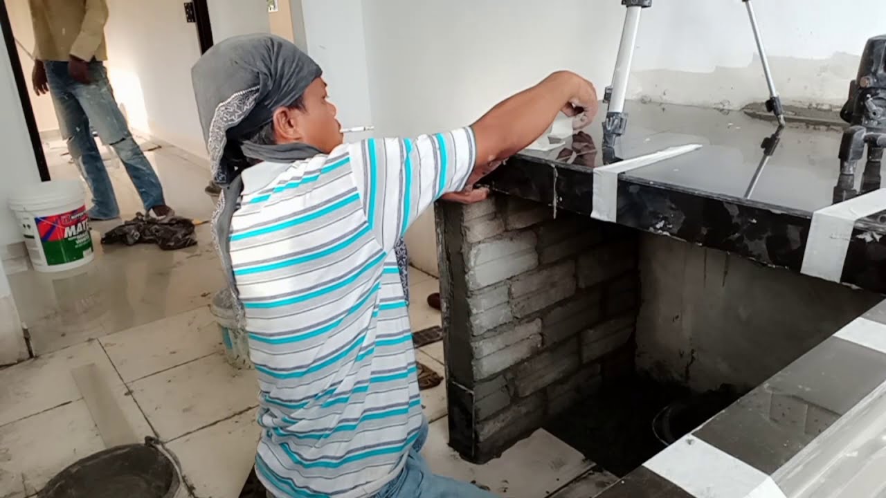 proses pemasangan tile table top //mudah