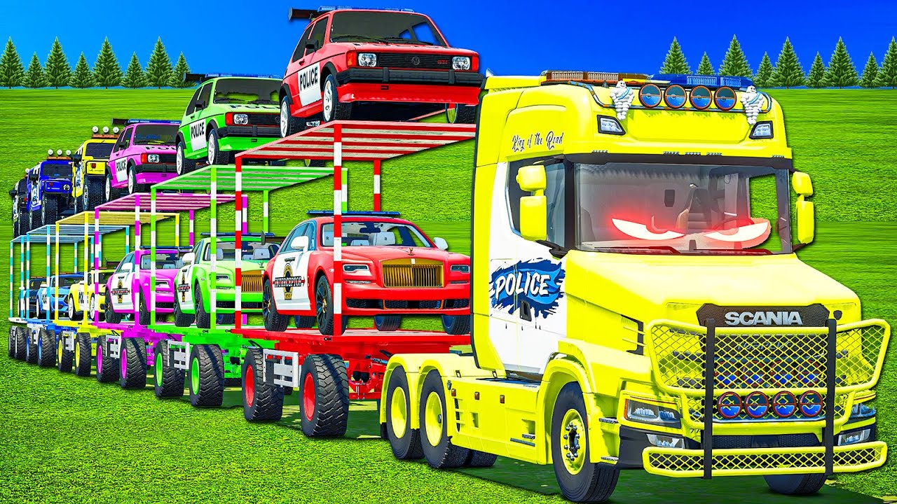 LONG CONVOY EMERGENCY TRANSPORT HUMMER H1 POLICE, ROLLS ROYCE, GOLF & COPS MUSTANG! FS 25