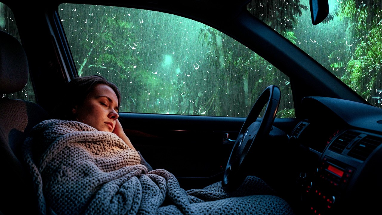 Relaxing Rain on Car Window 🌙 Soft Thunder for Deep Sleep and Stress Release