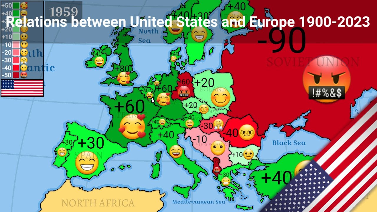 Relations between United States 🇺🇸 and Europe 1900-2023 (Every year)