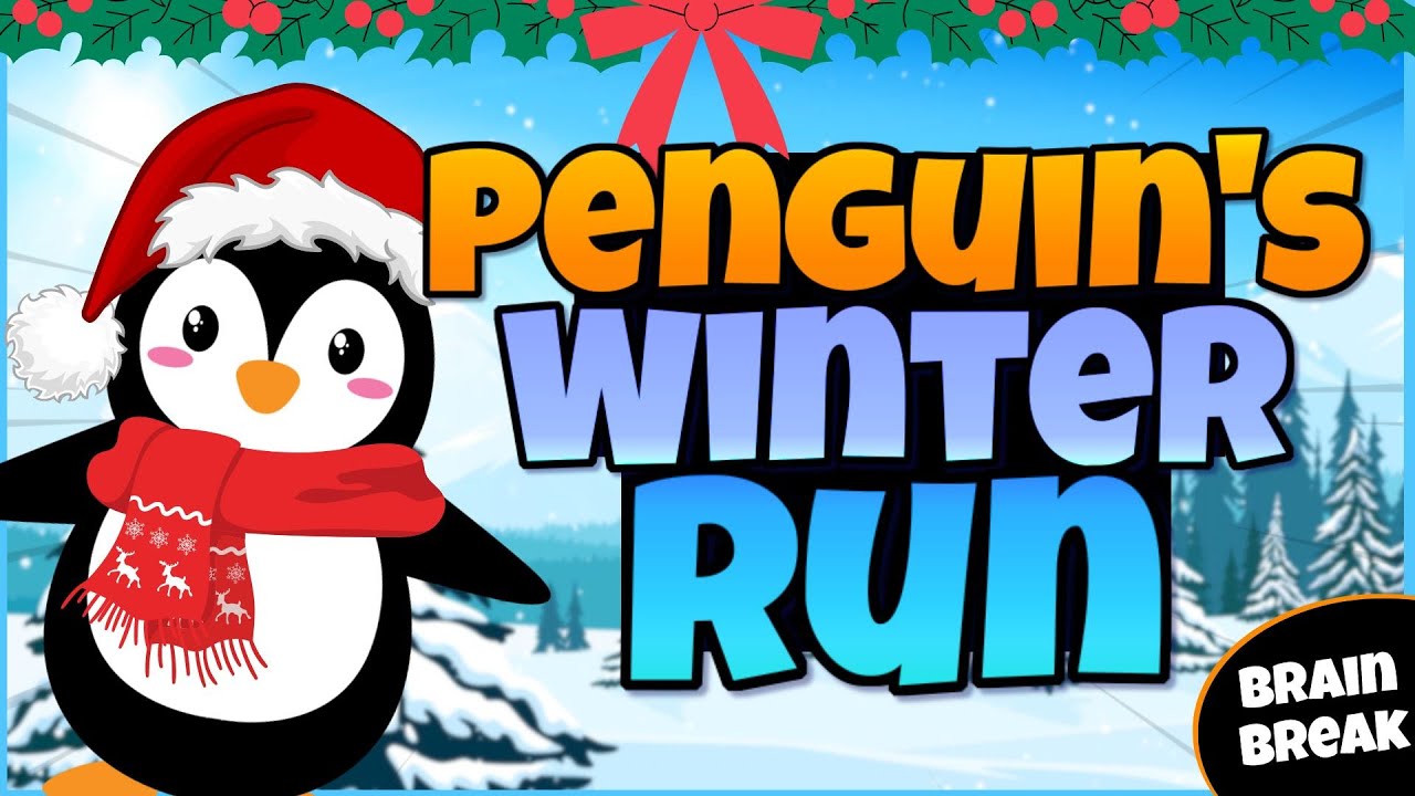 🐧Penguin Run🐧| Winter Brain Break | Fitness Run | Mini-Games | GoNoodle Inspired