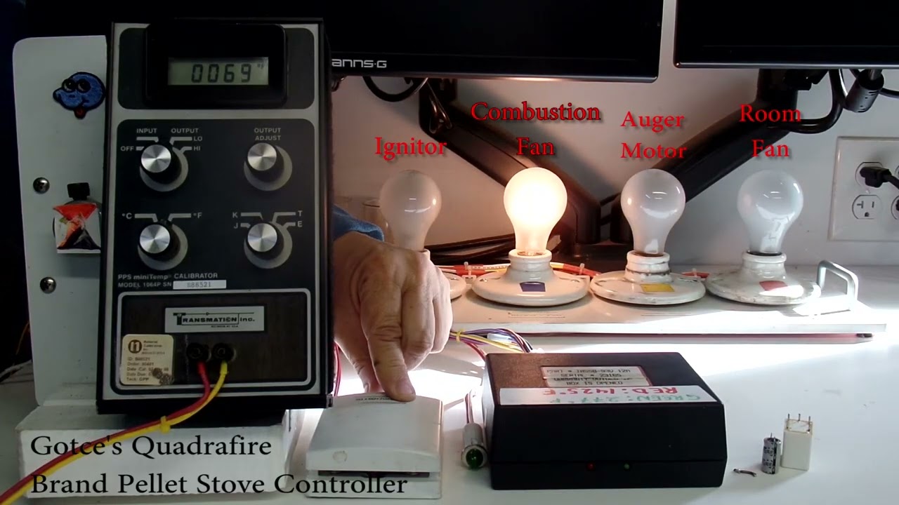 Post Repair Final Test of Gotce's QuadraFire TASSB-93V.12A Pellet Stove Controller.