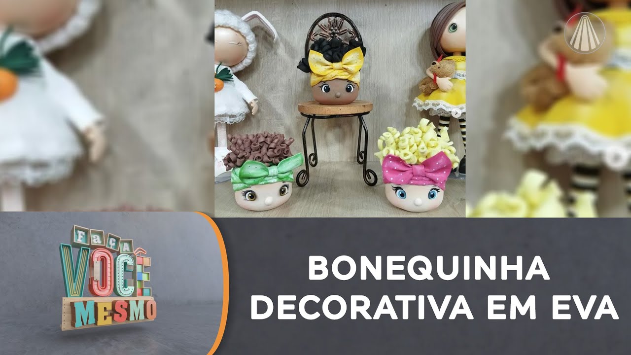 Aprenda a fazer uma linda boneca decorativa em EVA no pote de vidro