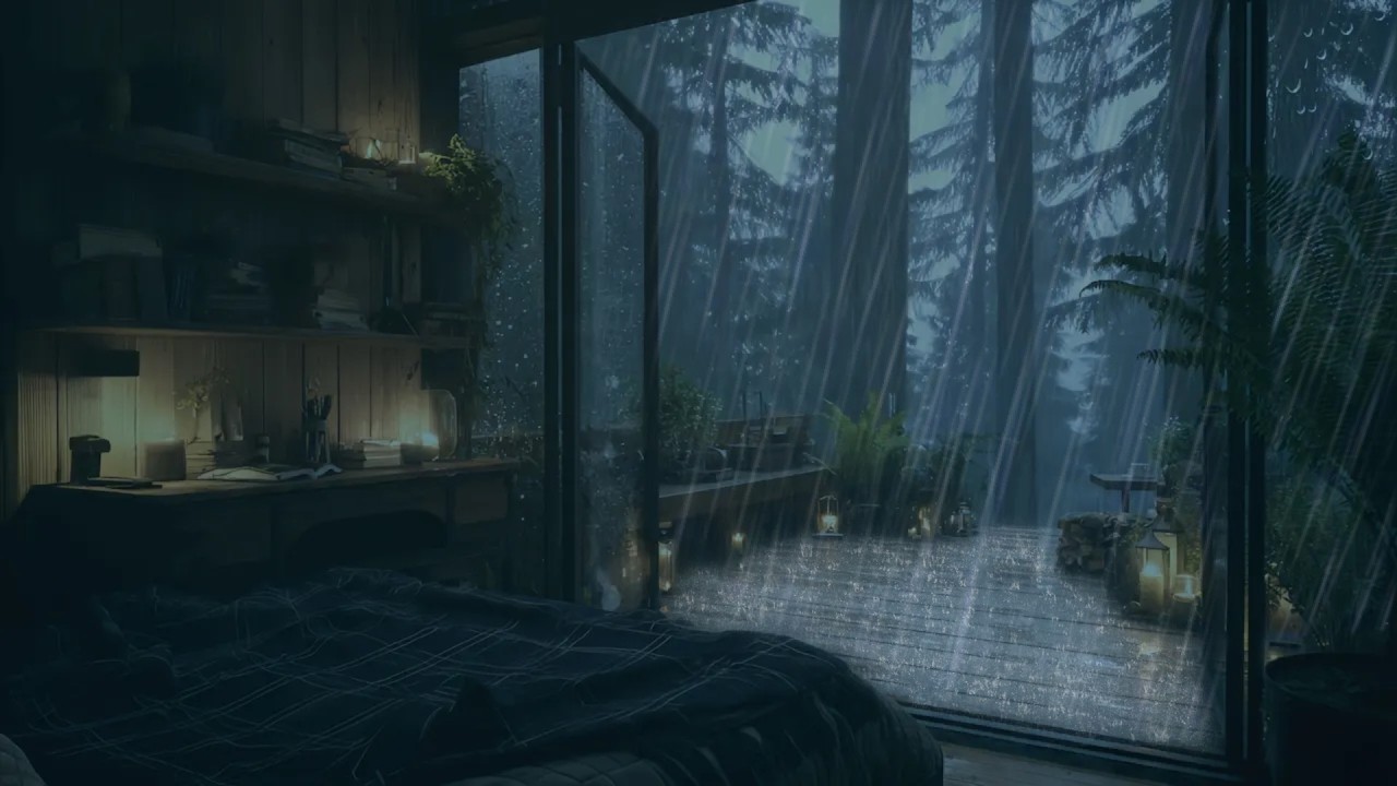 Forest Cabin Surrounded by Rain | Sleep Deeply with Rain Sounds