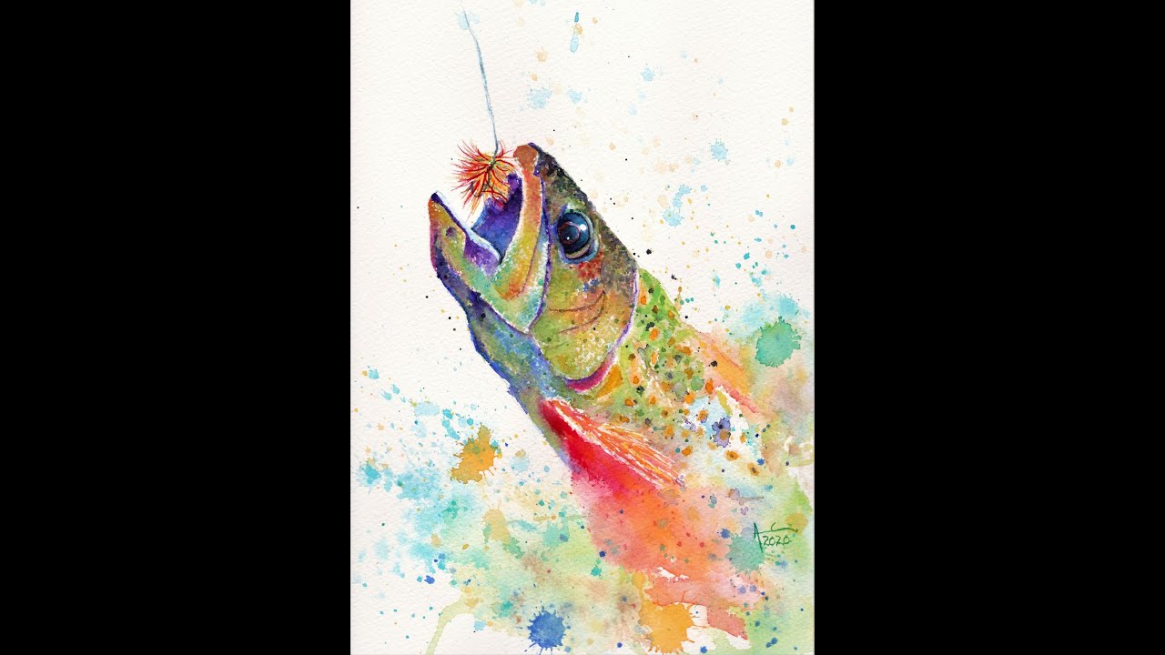 Video Bright Colorful Brook Trout Fly Fishing Cousineau Art
