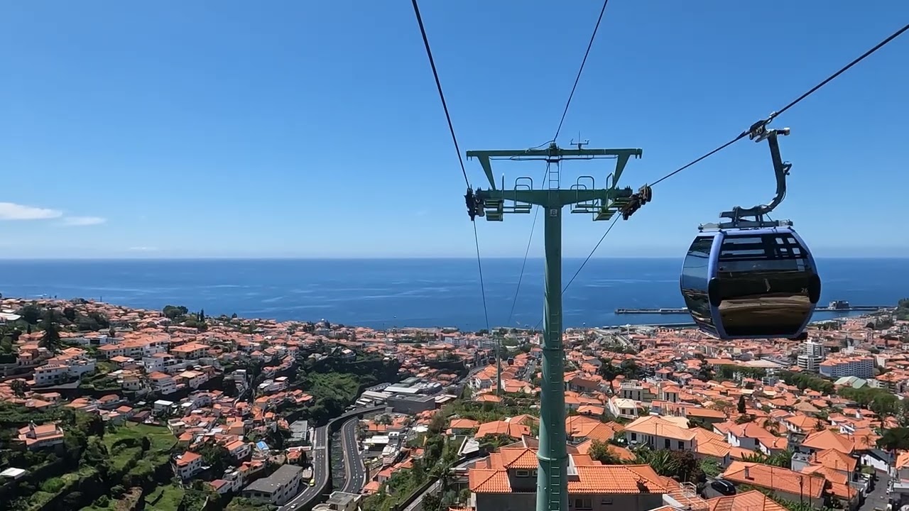 Madeira: Funchal Cable Car descent. 4K