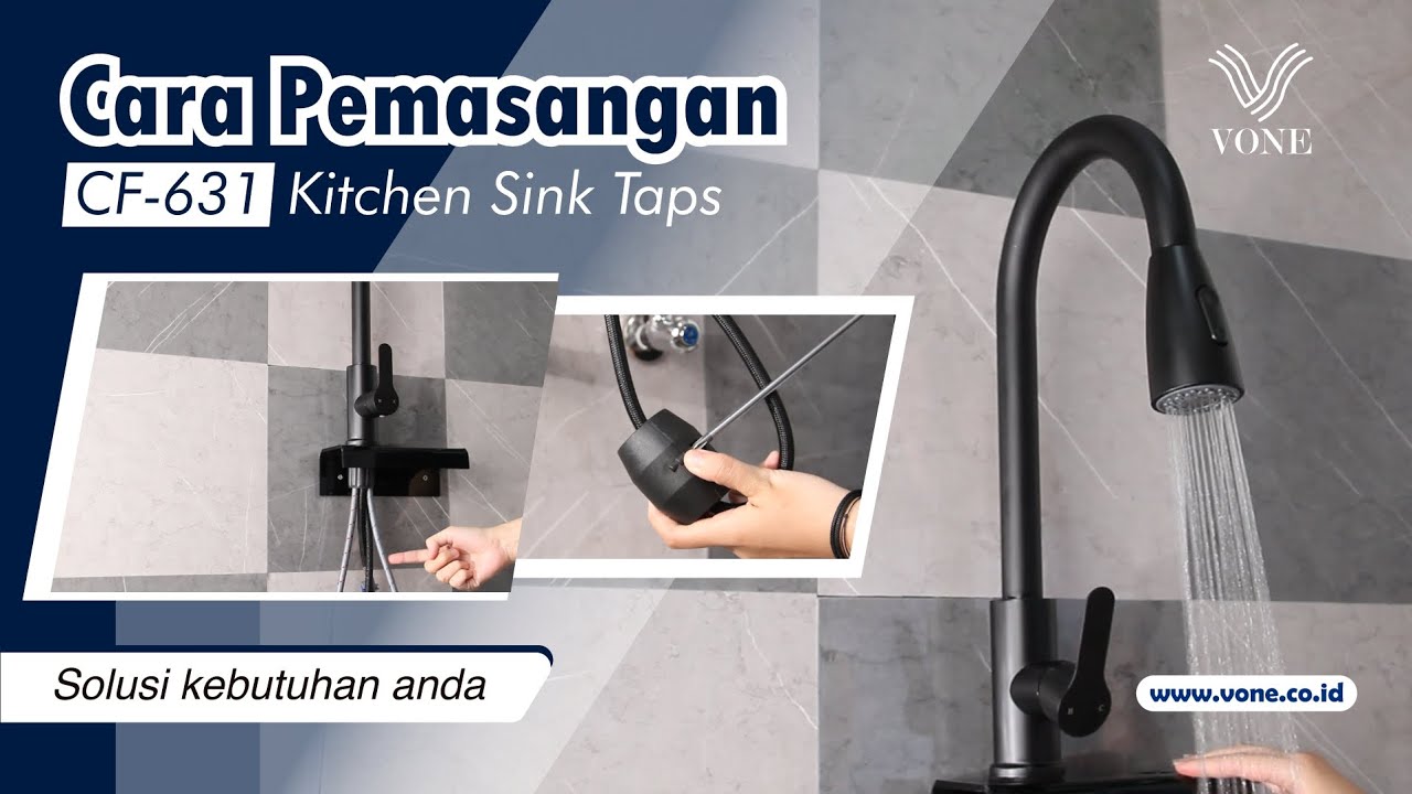 Tutorial Cara Pasang CF-631 Vone Lite Keran Angsa Tanam Wastafel Black