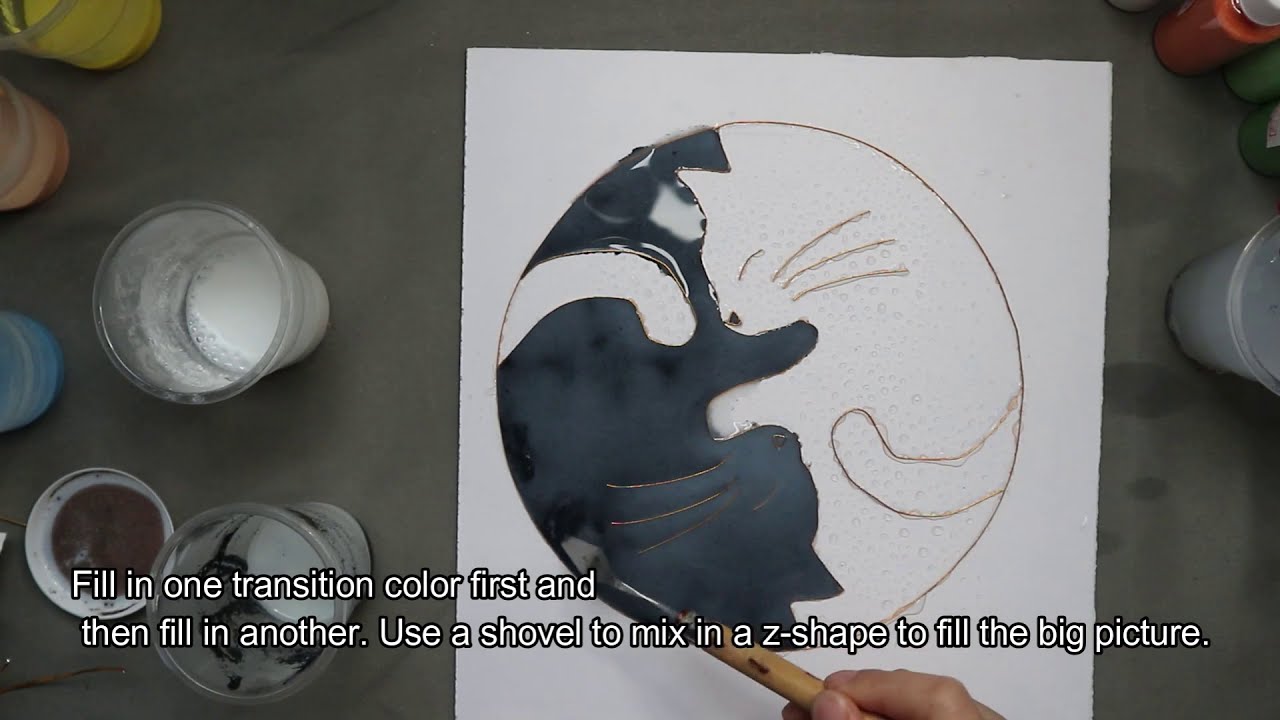 1#Cloisonné painting for beginner, enamel panting, sand art, CAT