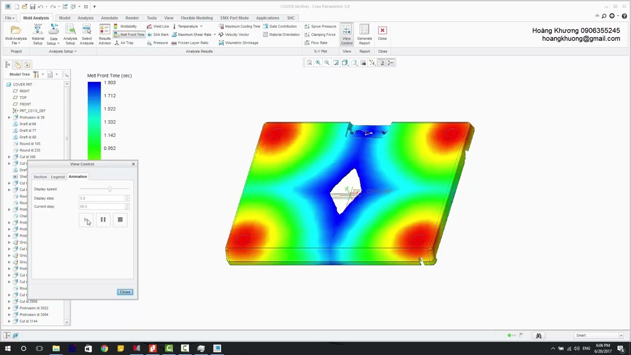 9 - Công cụ phân tích dòng chảy (Mold Analysis) trong Creo Parametric
