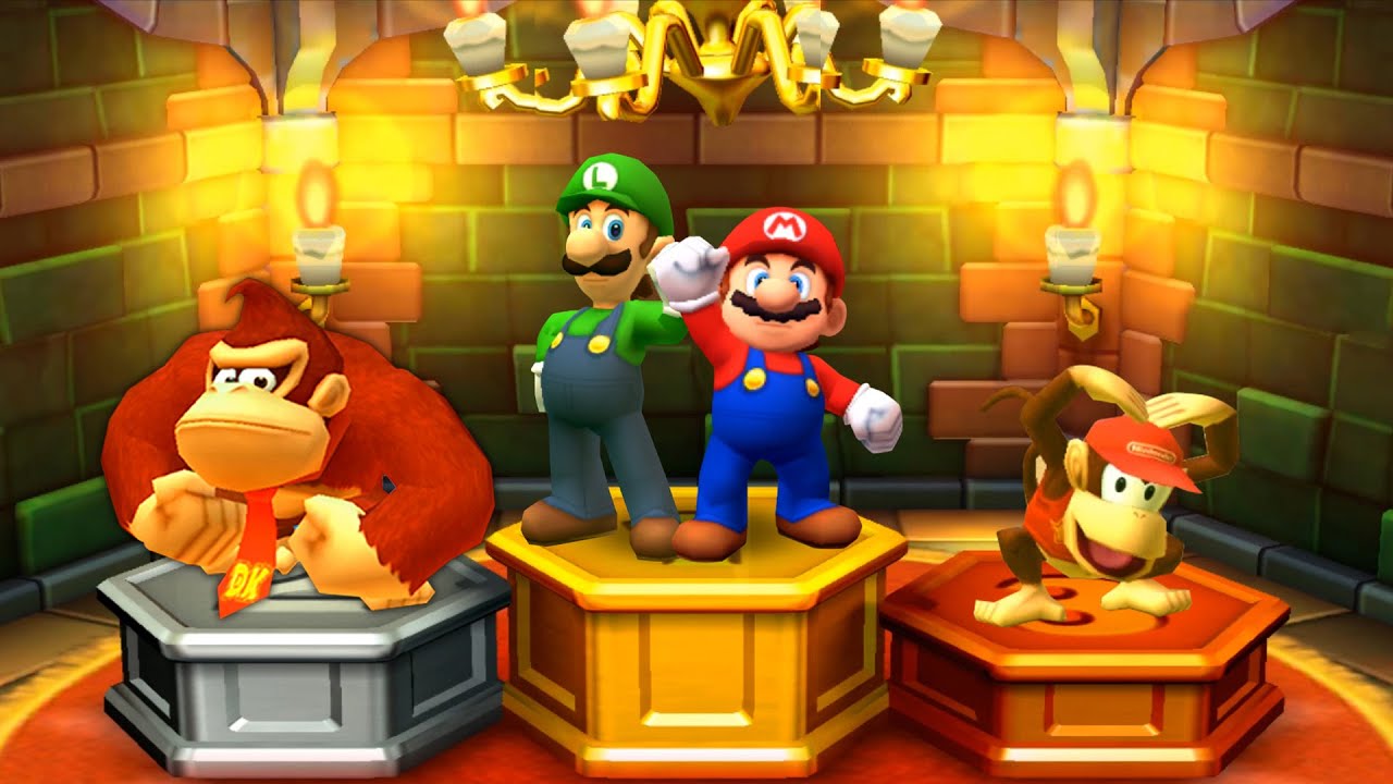 【マリオパーティスターラッシュ】激闘ミニゲーム マリオ Vs ルイージVs ドンキーコング Vs ディディーコング (CPU最強 たつじん)