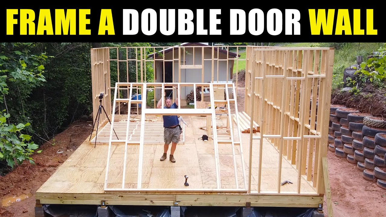 Frame a Double Door Wall - Build a Shop door