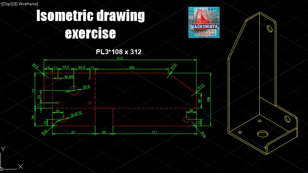 Autocad tutorial Isometric exercise for beginner