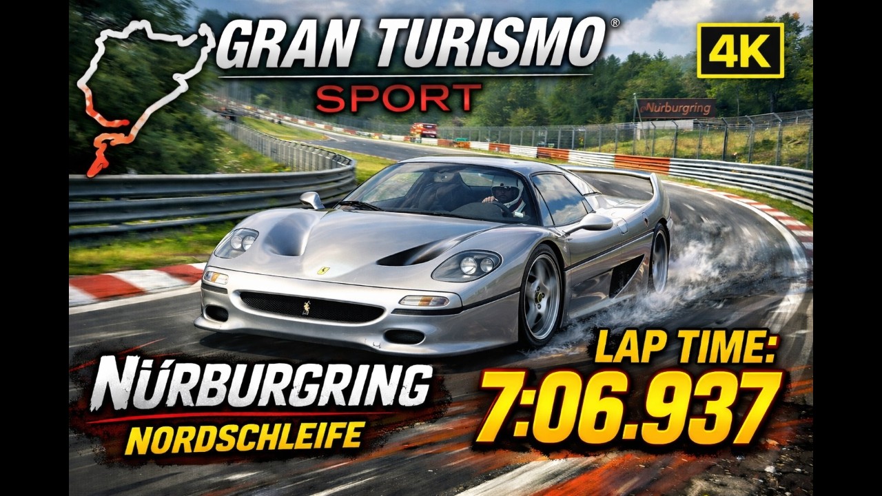 4K. Gran Turismo Sport – Ferrari F50 Nürburgring Nordschleife: Lap Time 7:06.937 (Full Hot Lap)