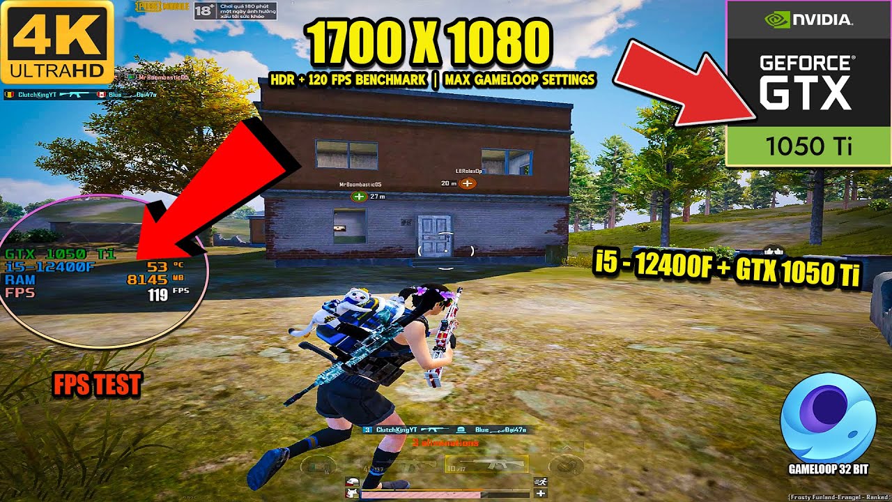 PUBG Mobile HDR + 120 FPS GameLoop Benchmark Test on i5 - 12400F + GTX 1050 Ti - Surprising Results!