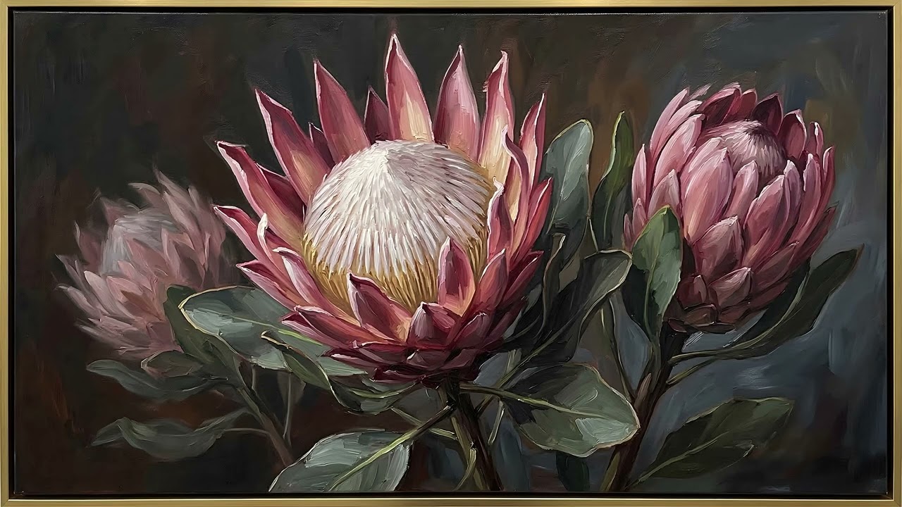 King Protea 4K | Modern Gold Frame TV Screensaver | 2 Hour Exotic Botanical