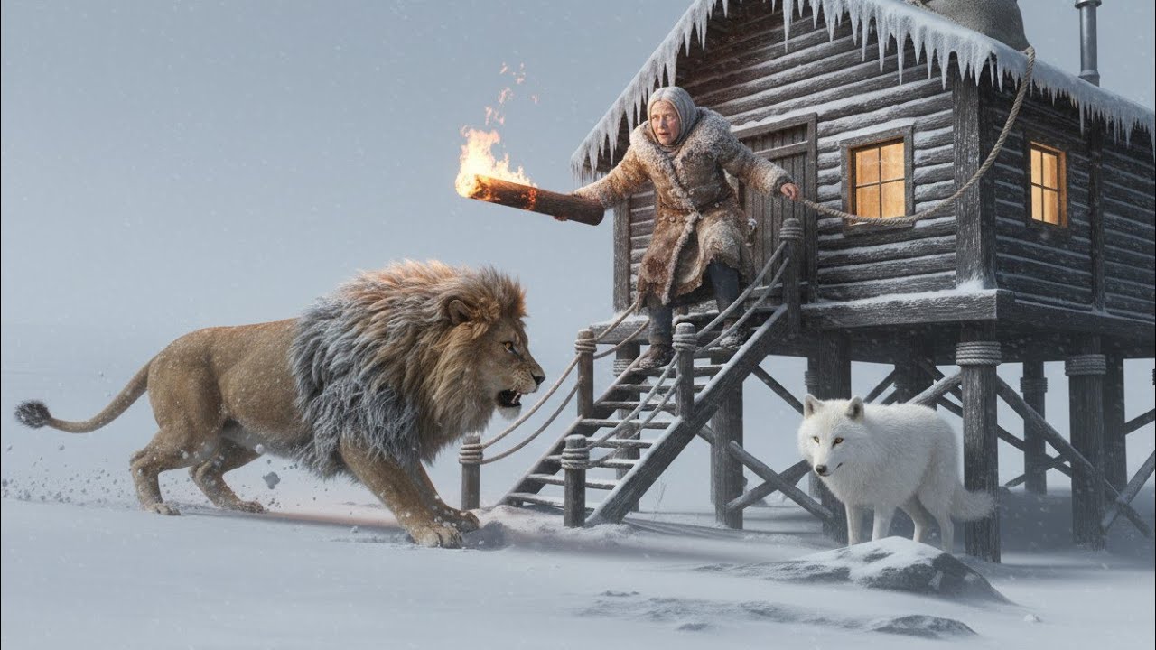Frozen Survival: 90-Year-Old Widow and Her White Wolf Face Deadly Snowstorm
