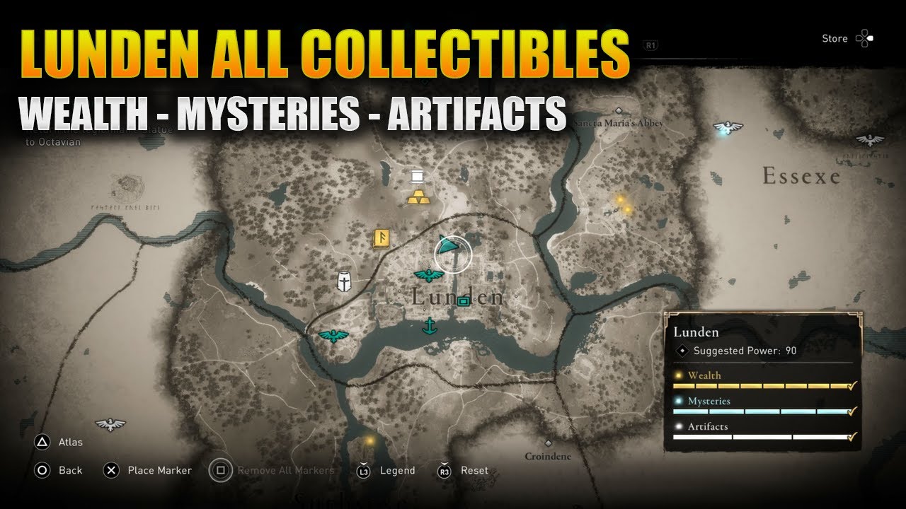 Lunden All Collectibles - Assassin's Creed Valhalla (Богатство, Тайны и Артефакты)