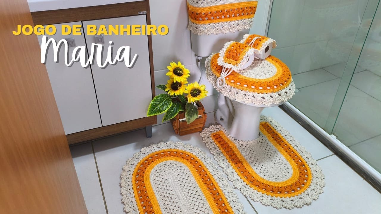 Tampa do vaso Jogo de banheiro Maria em crochê fácil para iniciantes @lucivaniaartescroche #aula